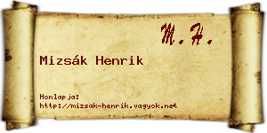 Mizsák Henrik névjegykártya