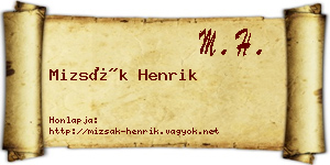Mizsák Henrik névjegykártya